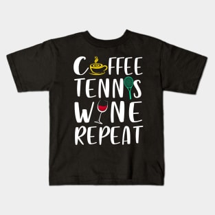 Tennis Player Coach Coffee Wine Lover Funny T-Shirt Kids T-Shirt